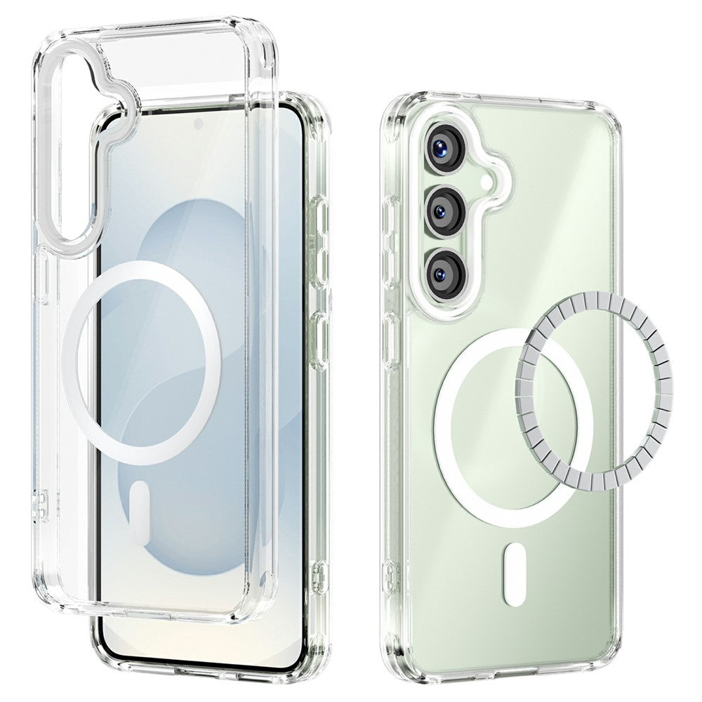 ABEEL For Samsung Galaxy S25 Magnetic Case Anti Scratch Clear TPU PC Phone Back Cover