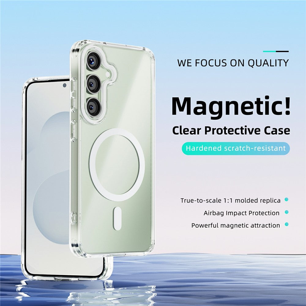 ABEEL For Samsung Galaxy S25 Magnetic Case Anti Scratch Clear TPU PC Phone Back Cover