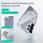 ABEEL For Samsung Galaxy S25 Magnetic Case Anti Scratch Clear TPU PC Phone Back Cover