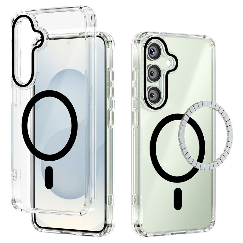 ABEEL For Samsung Galaxy S25 Magnetic Case Anti Scratch Clear TPU PC Phone Back Cover