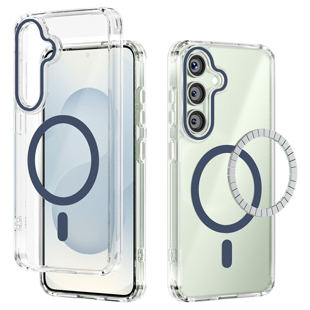 ABEEL For Samsung Galaxy S25 Magnetic Case Anti Scratch Clear TPU PC Phone Back Cover