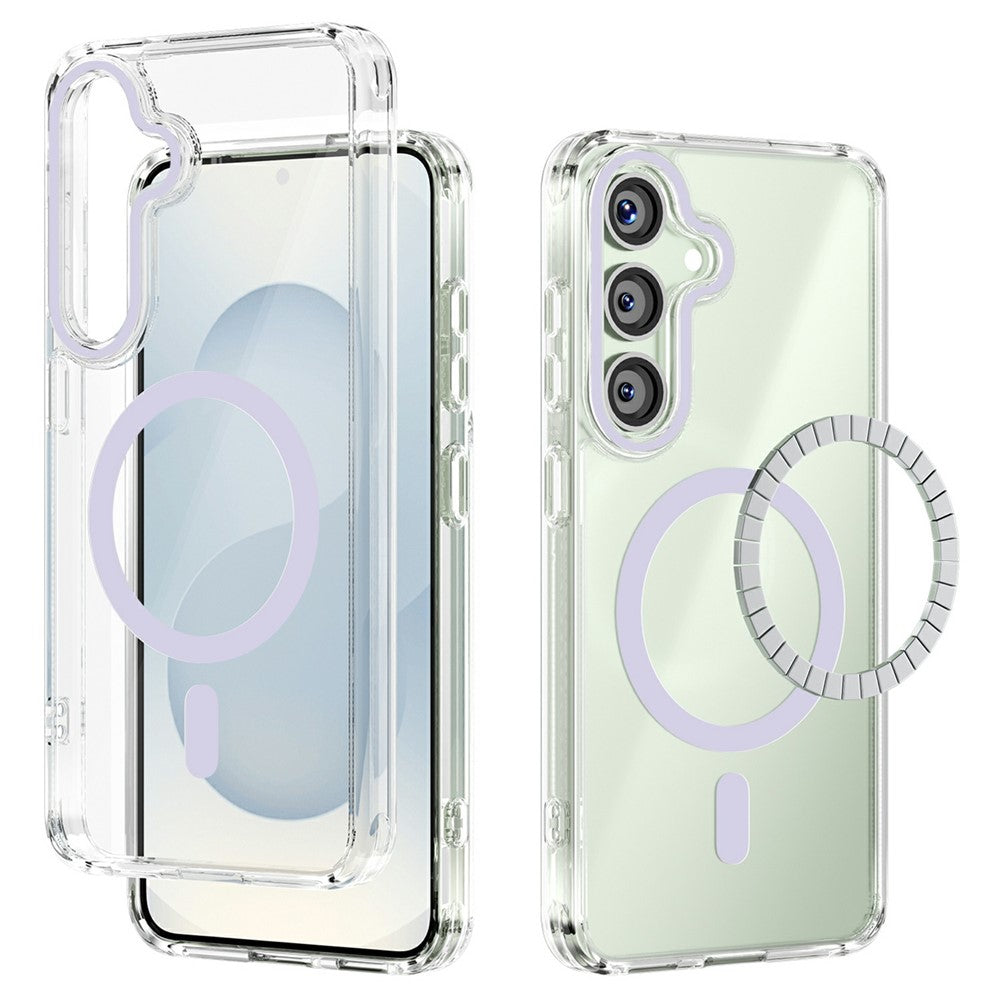 ABEEL For Samsung Galaxy S25 Magnetic Case Anti Scratch Clear TPU PC Phone Back Cover