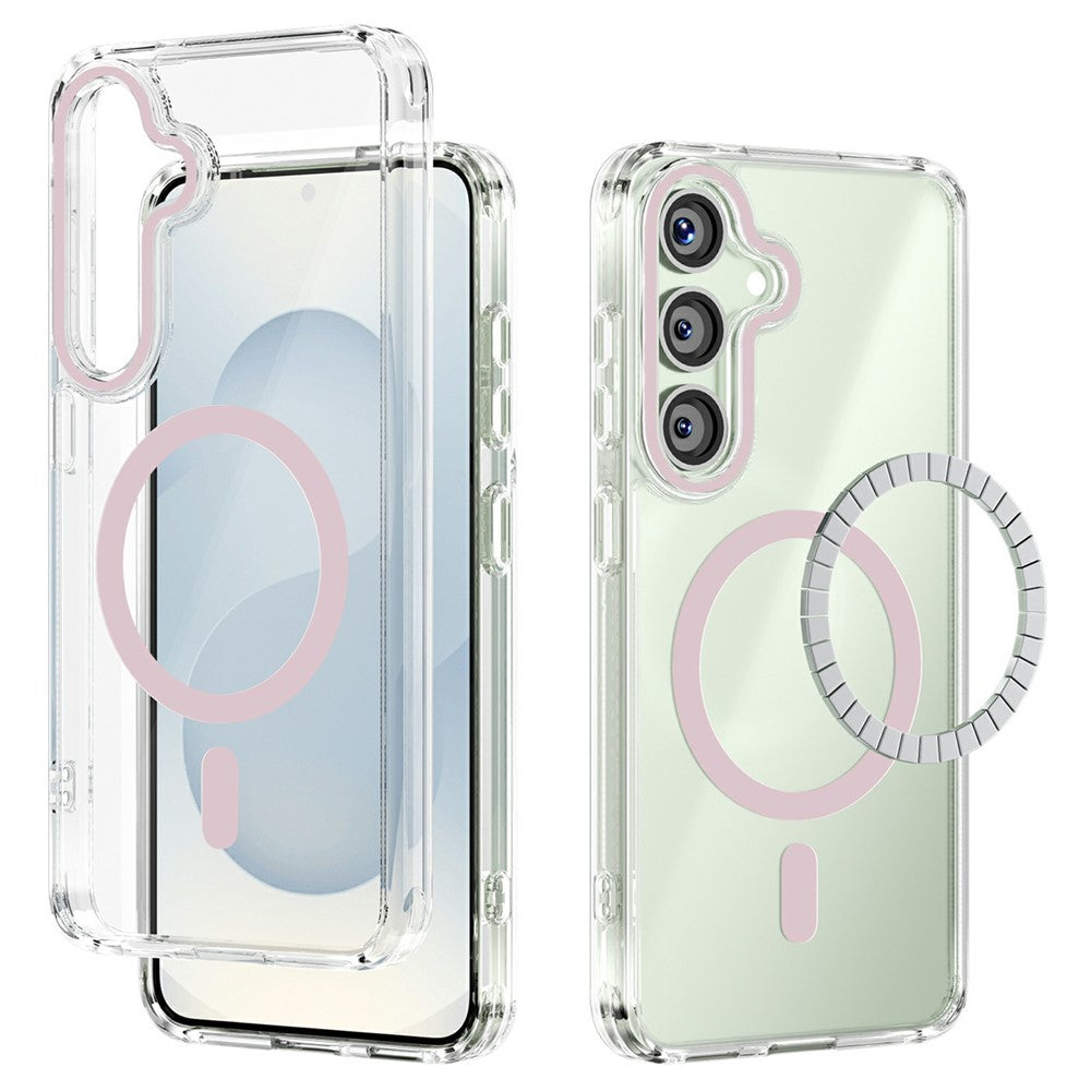 ABEEL For Samsung Galaxy S25 Magnetic Case Anti Scratch Clear TPU PC Phone Back Cover