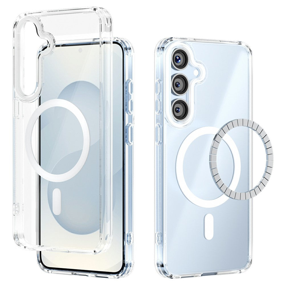 ABEEL For Samsung Galaxy S25+ Magnetic Case Anti Scratch Clear TPU PC Phone Back Cover