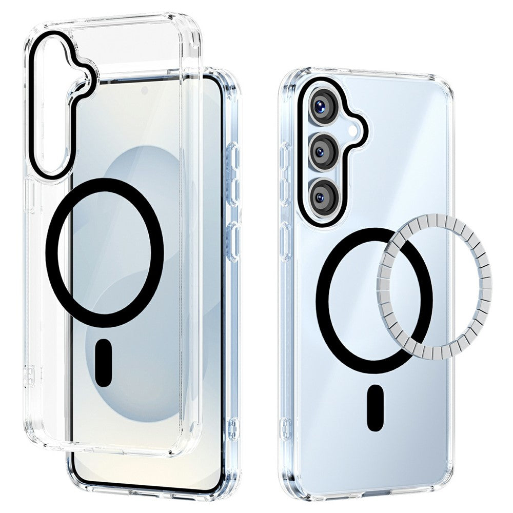 ABEEL For Samsung Galaxy S25+ Magnetic Case Anti Scratch Clear TPU PC Phone Back Cover