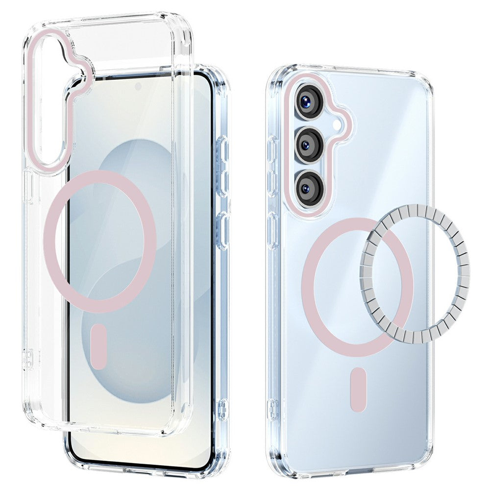 ABEEL For Samsung Galaxy S25+ Magnetic Case Anti Scratch Clear TPU PC Phone Back Cover