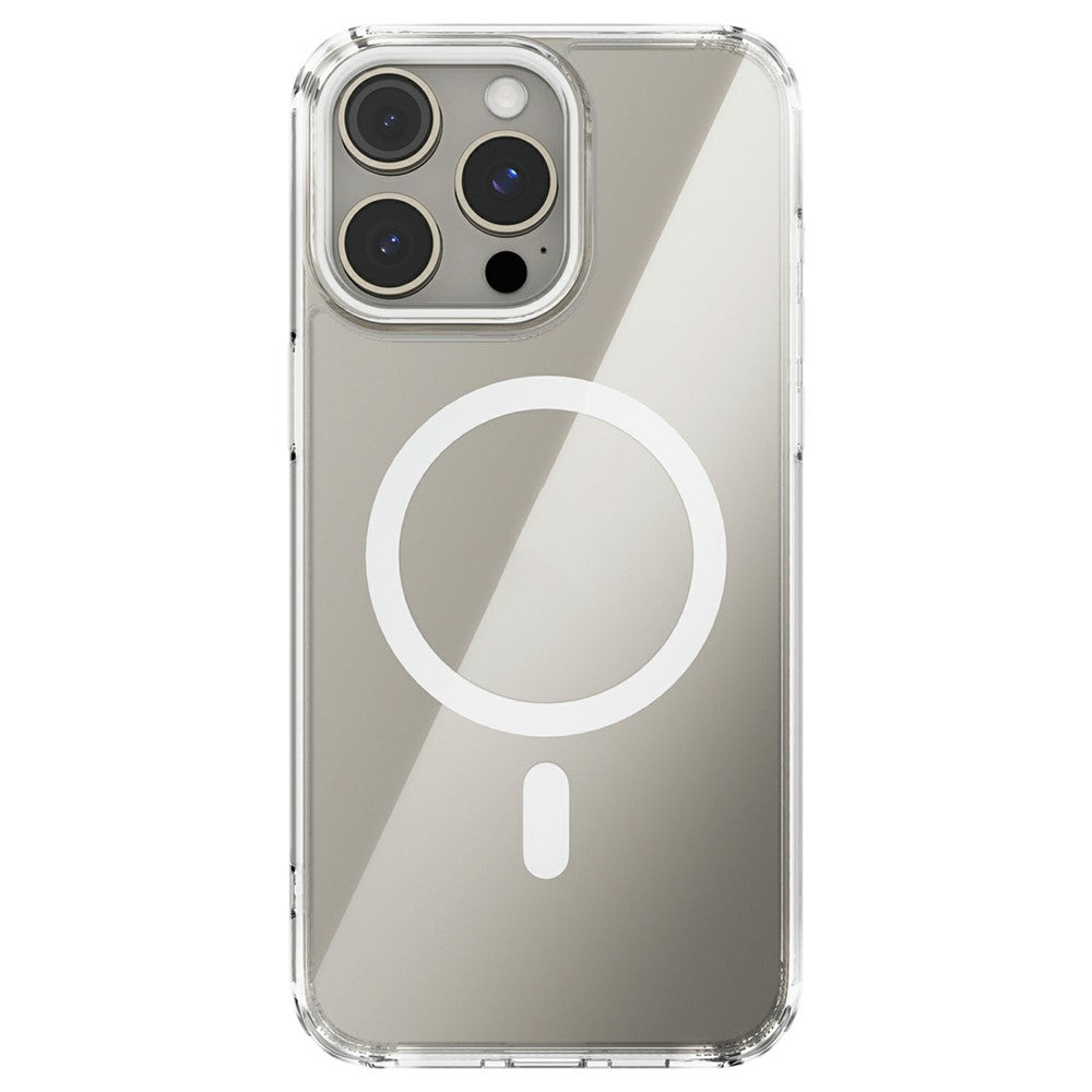 ABEEL For iPhone 15 Pro Cover Kompatibel med MagSafe Anti-Ridse Gennemsigtig TPU PC Telefon Bagcover