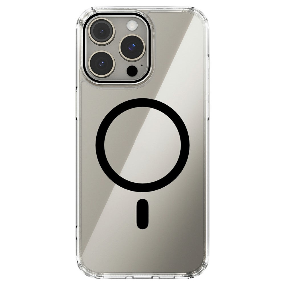 ABEEL For iPhone 15 Pro Cover Kompatibel med MagSafe Anti-Ridse Gennemsigtig TPU PC Telefon Bagcover