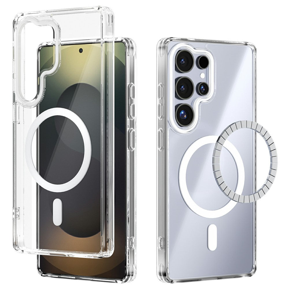 ABEEL til Samsung Galaxy S25 Ultra Magnetisk Cover Ridsefast Gennemsigtig TPU PC Telefon Bagside Cover