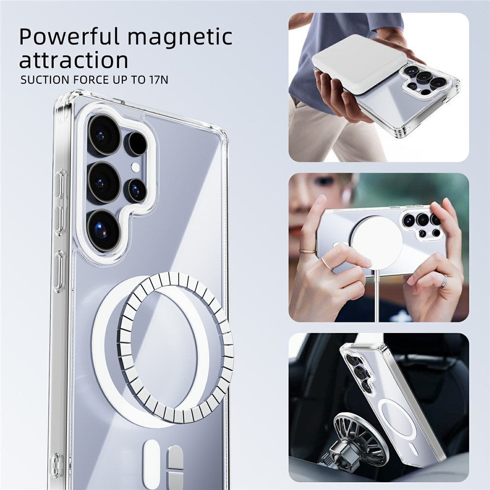 ABEEL til Samsung Galaxy S25 Ultra Magnetisk Cover Ridsefast Gennemsigtig TPU PC Telefon Bagside Cover