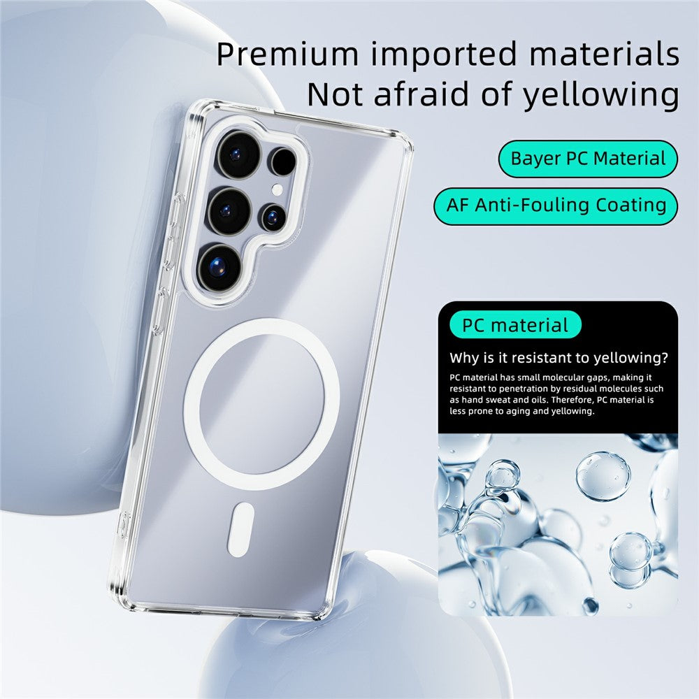 ABEEL til Samsung Galaxy S25 Ultra Magnetisk Cover Ridsefast Gennemsigtig TPU PC Telefon Bagside Cover