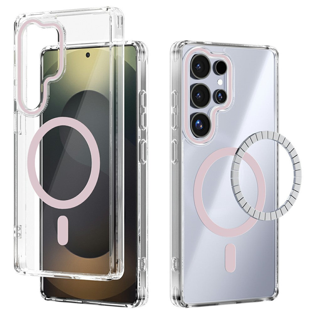 ABEEL til Samsung Galaxy S25 Ultra Magnetisk Cover Ridsefast Gennemsigtig TPU PC Telefon Bagside Cover
