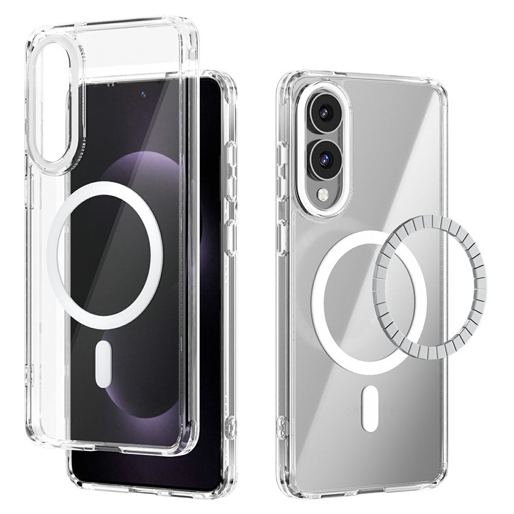 ABEEL For Samsung Galaxy S25 Edge Magnetic Case Anti Scratch Clear TPU PC Phone Back Cover