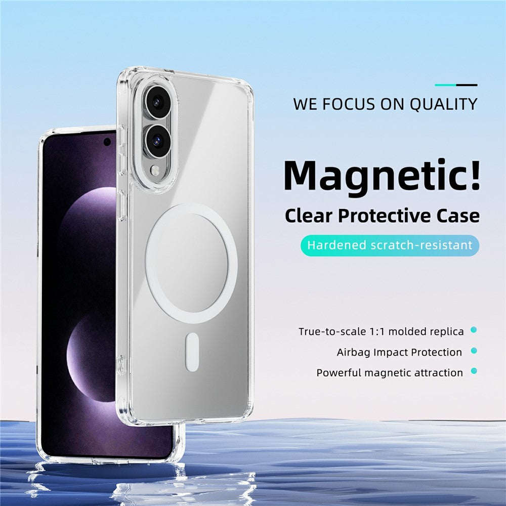 ABEEL For Samsung Galaxy S25 Edge Magnetic Case Anti Scratch Clear TPU PC Phone Back Cover