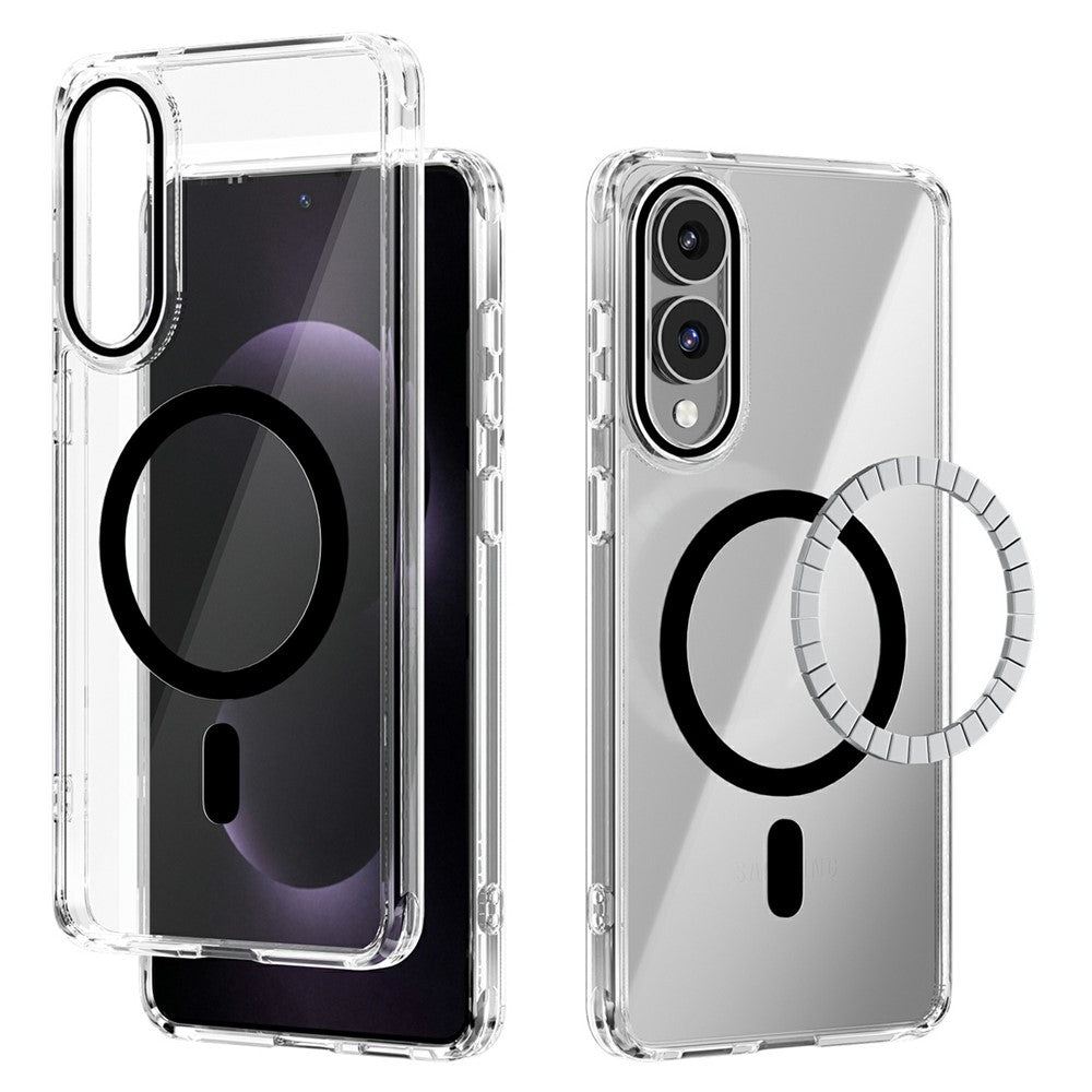 ABEEL For Samsung Galaxy S25 Edge Magnetic Case Anti Scratch Clear TPU PC Phone Back Cover