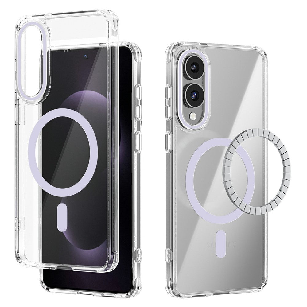 ABEEL For Samsung Galaxy S25 Edge Magnetic Case Anti Scratch Clear TPU PC Phone Back Cover
