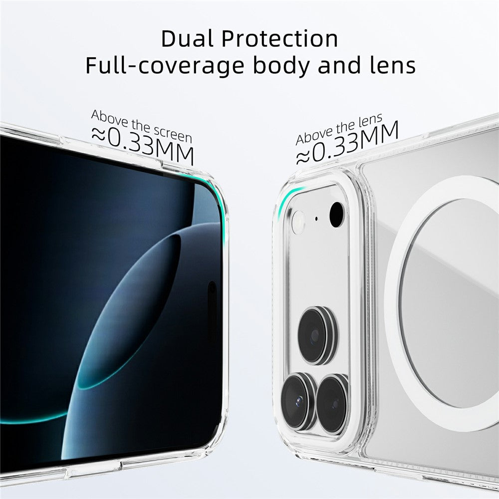 ABEEL Til iPhone 17 Pro Cover Kompatibel med MagSafe Anti-ridse Klart TPU PC Telefonbagcover