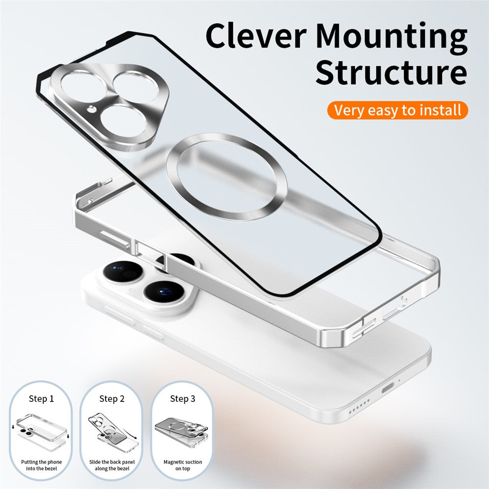 For Huawei Pura 80 Magnetic Case Hard PC Metal Frame Frosted Phone Back Cover