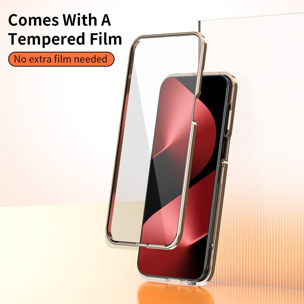 For Huawei Pura 80 Case Magnetic Frame Front Tempered Glass Leather PC Back Phone Cover
