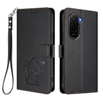 For Xiaomi Poco M7 Plus 5G / M7 4G (169mm) Wallet Case with Wrist Strap Love Cat Pattern Imprint Leather Phone Cover