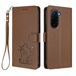 For Xiaomi Poco M7 Plus 5G / M7 4G (169mm) Wallet Case with Wrist Strap Love Cat Pattern Imprint Leather Phone Cover