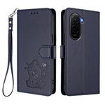 For Xiaomi Poco M7 Plus 5G / M7 4G (169mm) Wallet Case with Wrist Strap Love Cat Pattern Imprint Leather Phone Cover