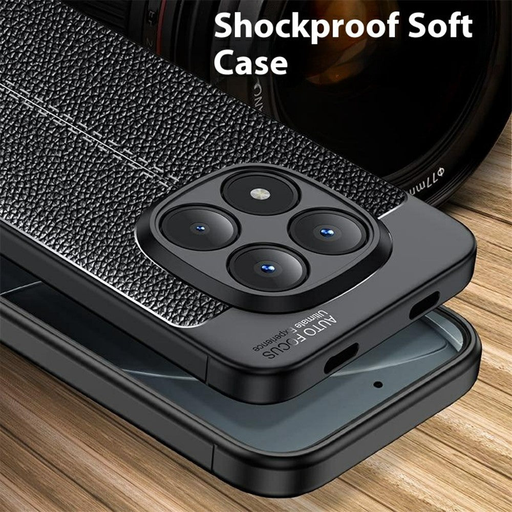 Xiaomi Redmi Note 15 Pro 5G (Global) Skal Litchi Texture TPU Flexibelt mobilskal, Svart