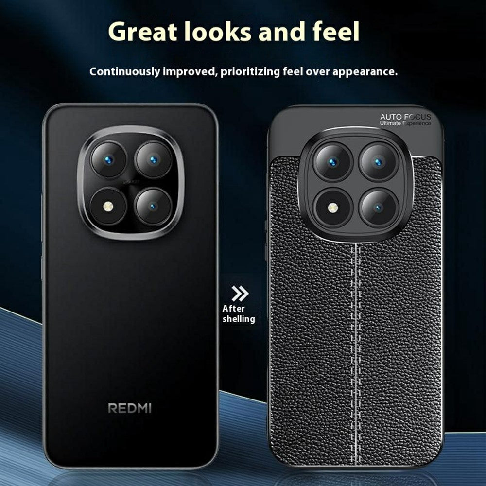 For Xiaomi Poco M8 Pro 5G / Redmi Note 15 Pro+ 5G (Global) Case Litchi Texture TPU Flexible Phone Cover, Black