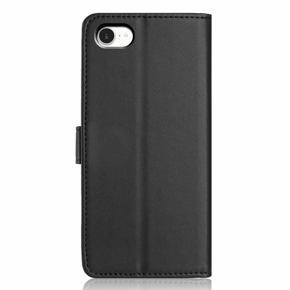 For iPhone SE (2022) / (2020) / 8 / 7 Wallet Case with Strap / Multiple Card Slots Solid Color Leather Stand Phone Cover
