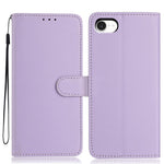 For iPhone SE (2022) / (2020) / 8 / 7 Wallet Case with Strap / Multiple Card Slots Solid Color Leather Stand Phone Cover