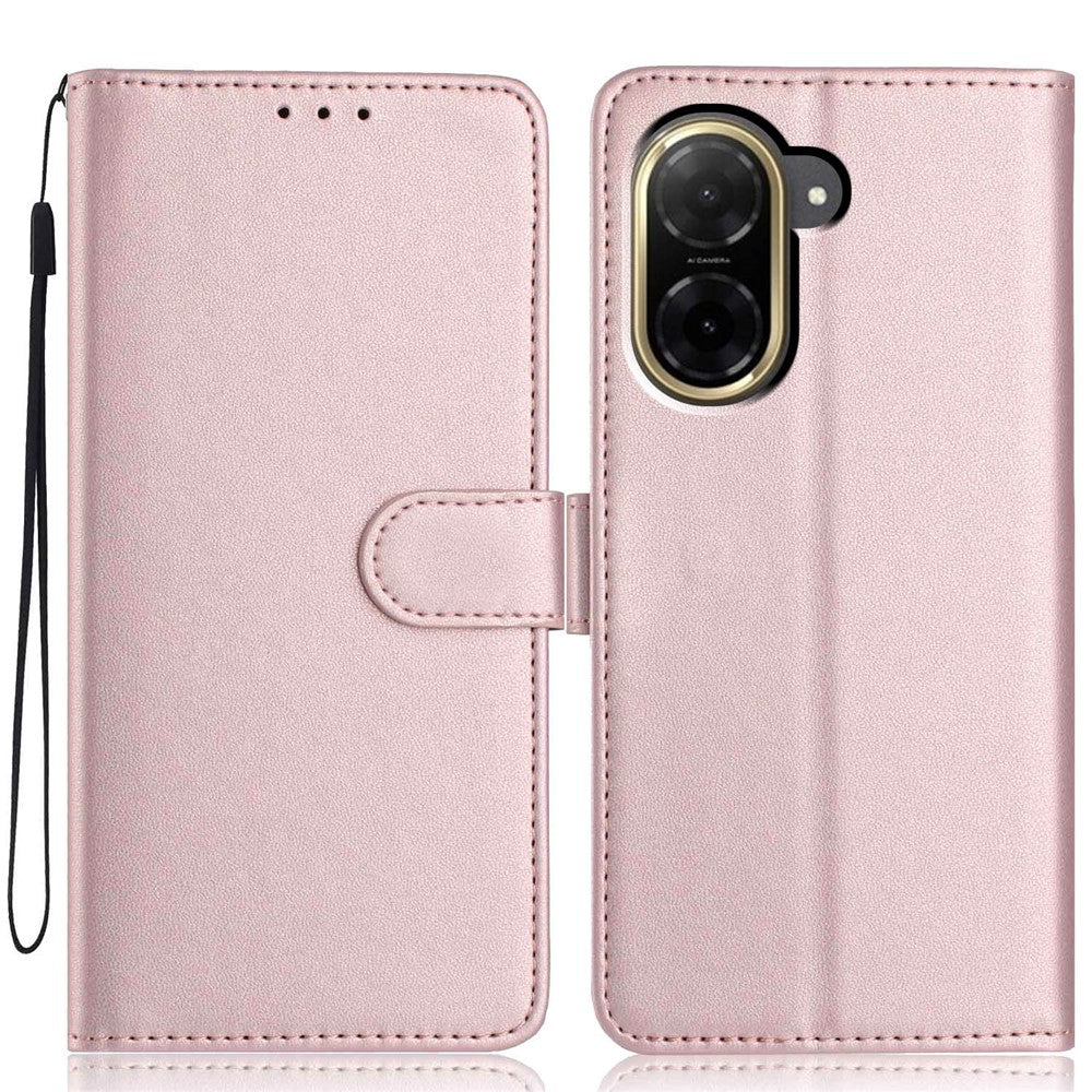 For Xiaomi Redmi A5 NFC (EU) (173.45mm) Wallet Case with Strap / Multiple Card Slots Solid Color Leather Stand Phone Cover