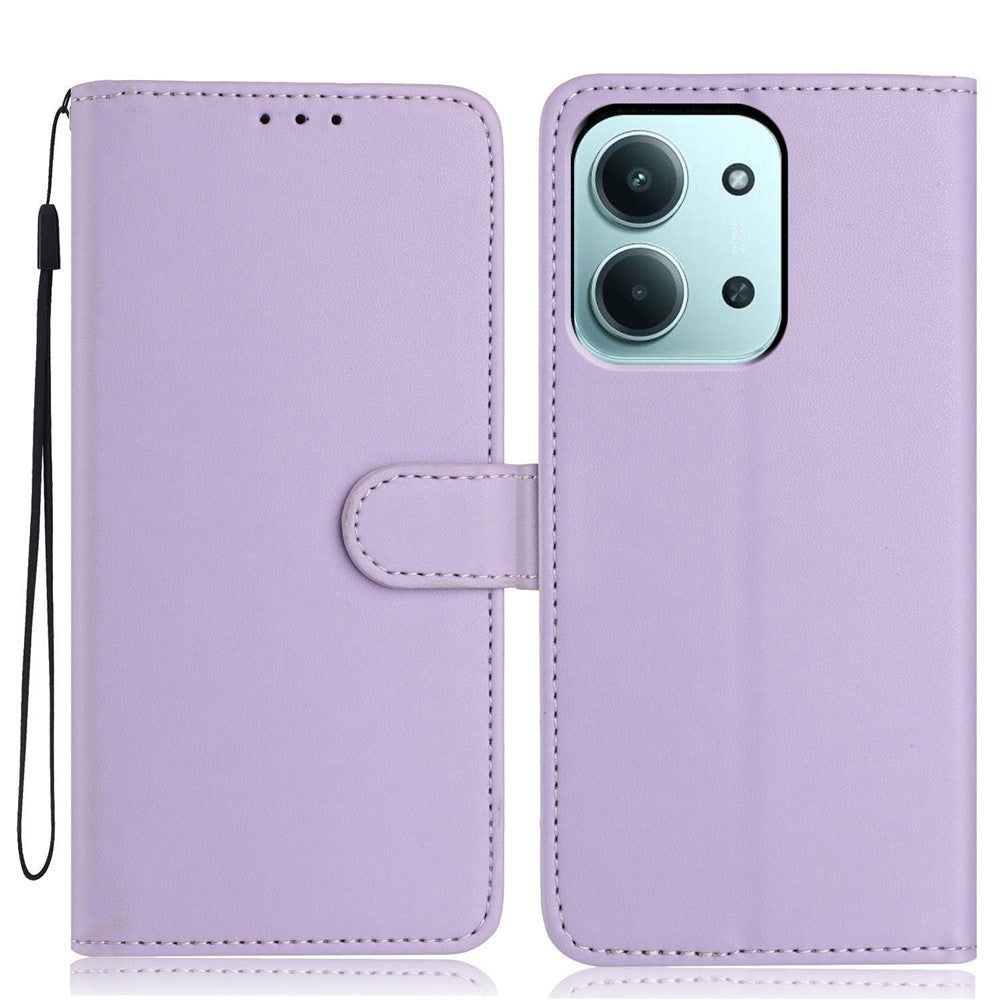 For Xiaomi Redmi 15C 4G (Global) (171mm) Wallet Case with Strap / Multiple Card Slots Solid Color Leather Stand Phone Cover
