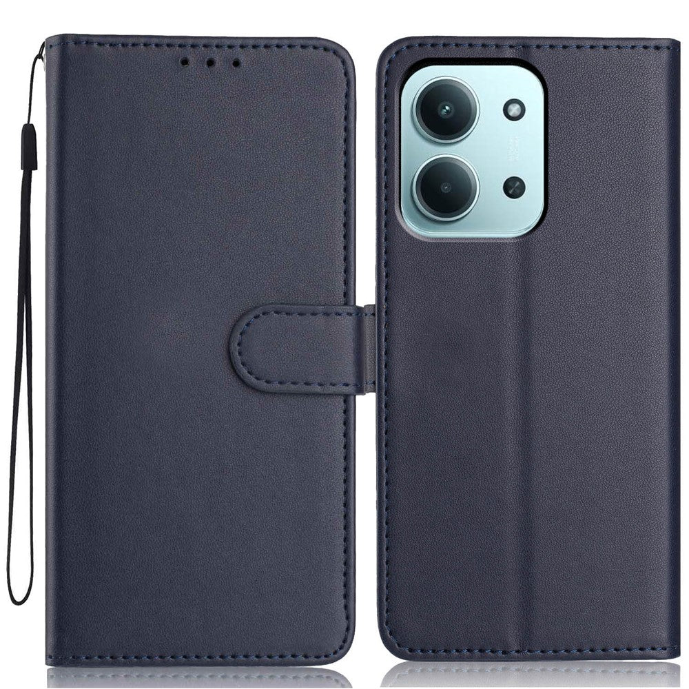 For Xiaomi Redmi 15C 4G (Global) (171mm) Wallet Case with Strap / Multiple Card Slots Solid Color Leather Stand Phone Cover