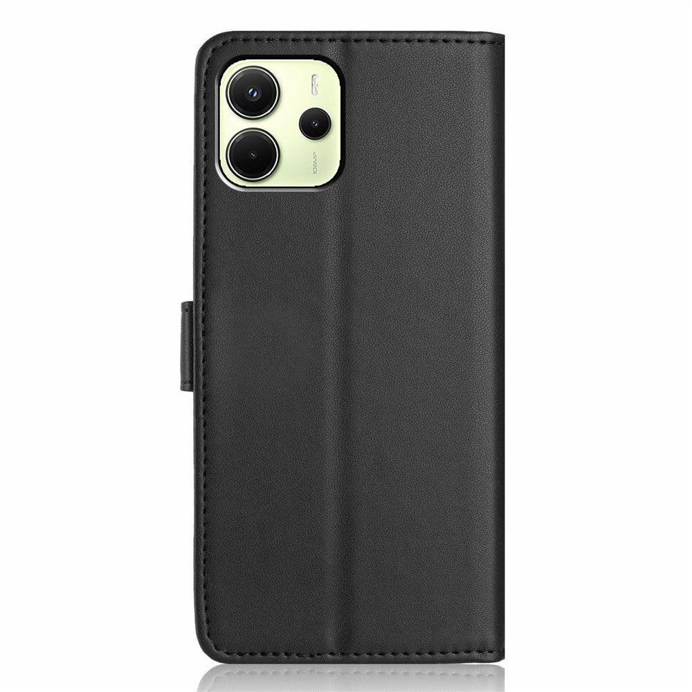 Xiaomi Redmi Note 14 4G (163.25mm) Plånboksfodral med rem / flera kortfack Enfärgat läderfodral i stativ