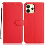 Xiaomi Redmi Note 14 4G (163.25mm) Plånboksfodral med rem / flera kortfack Enfärgat läderfodral i stativ