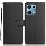 For Xiaomi Redmi Note 14S 4G Wallet Case with Strap / Multiple Card Slots Solid Color Leather Stand Phone Cover