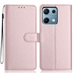 For Xiaomi Redmi Note 14S 4G Wallet Case with Strap / Multiple Card Slots Solid Color Leather Stand Phone Cover