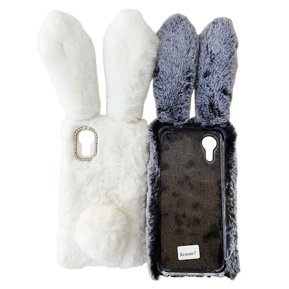 Til Samsung Galaxy Xcover7 Cover Plys Sødt Kanin Vinter Fluffy TPU Telefoncover