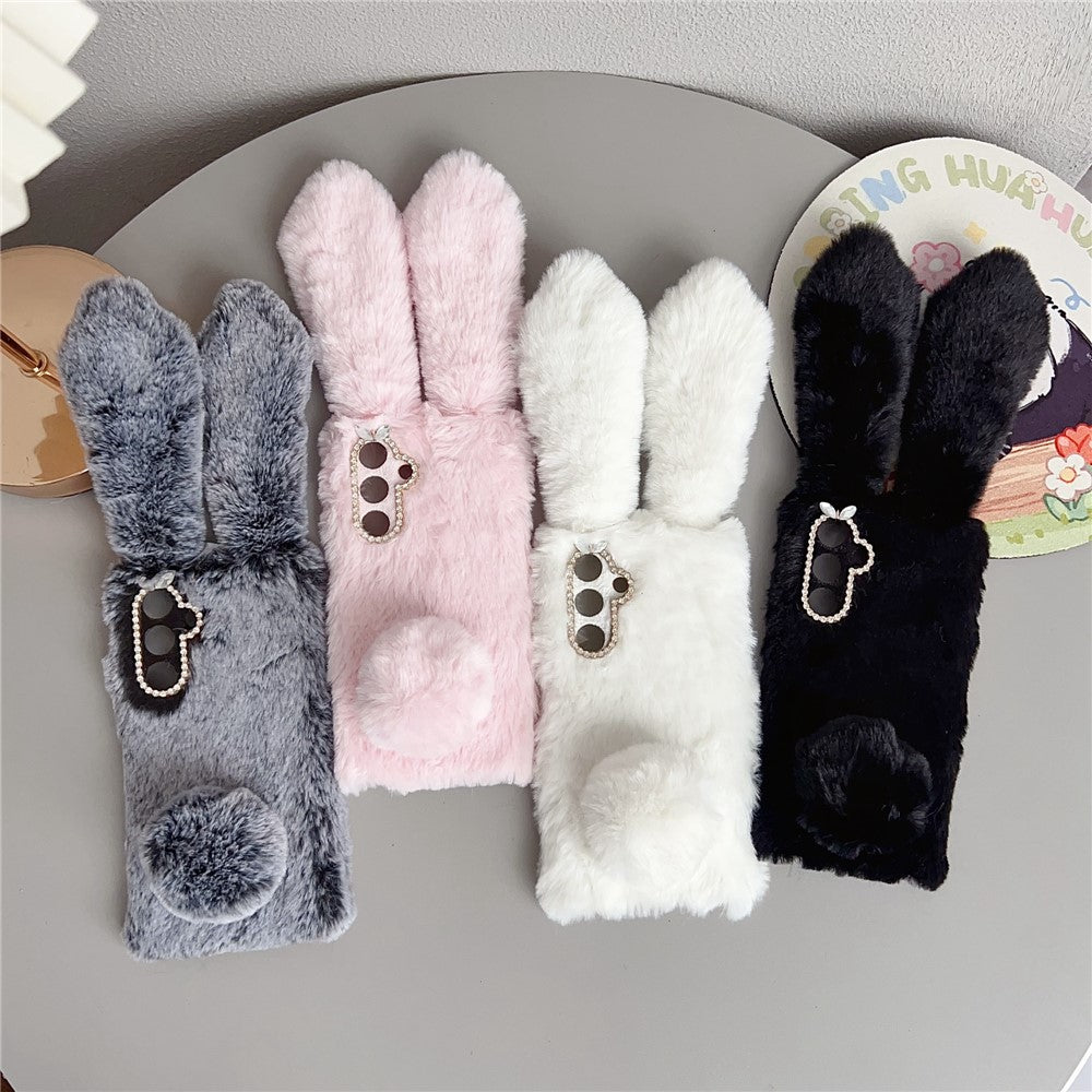 For Samsung Galaxy S25 FE Case Plush Cute Bunny Winter Fluffy TPU Phone Cover