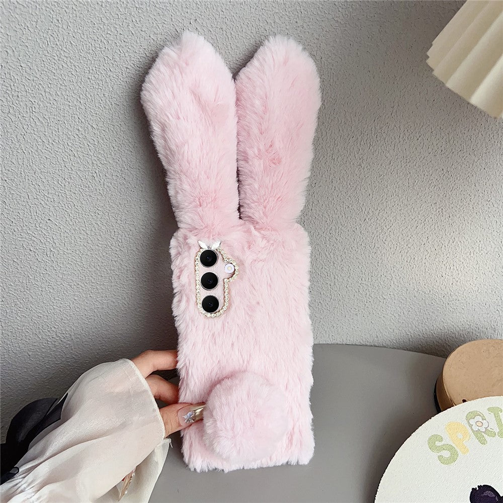 For Samsung Galaxy S25 FE Case Plush Cute Bunny Winter Fluffy TPU Phone Cover