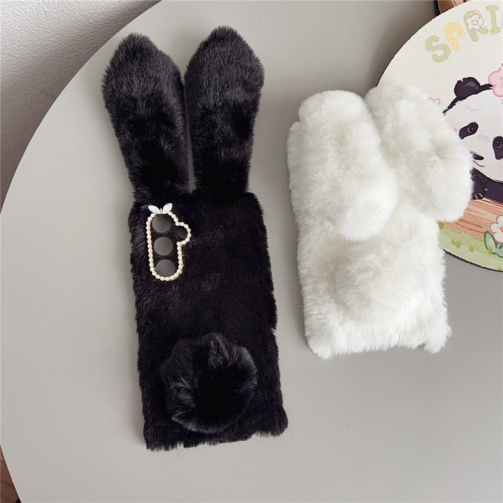 For Samsung Galaxy S25 FE Case Plush Cute Bunny Winter Fluffy TPU Phone Cover