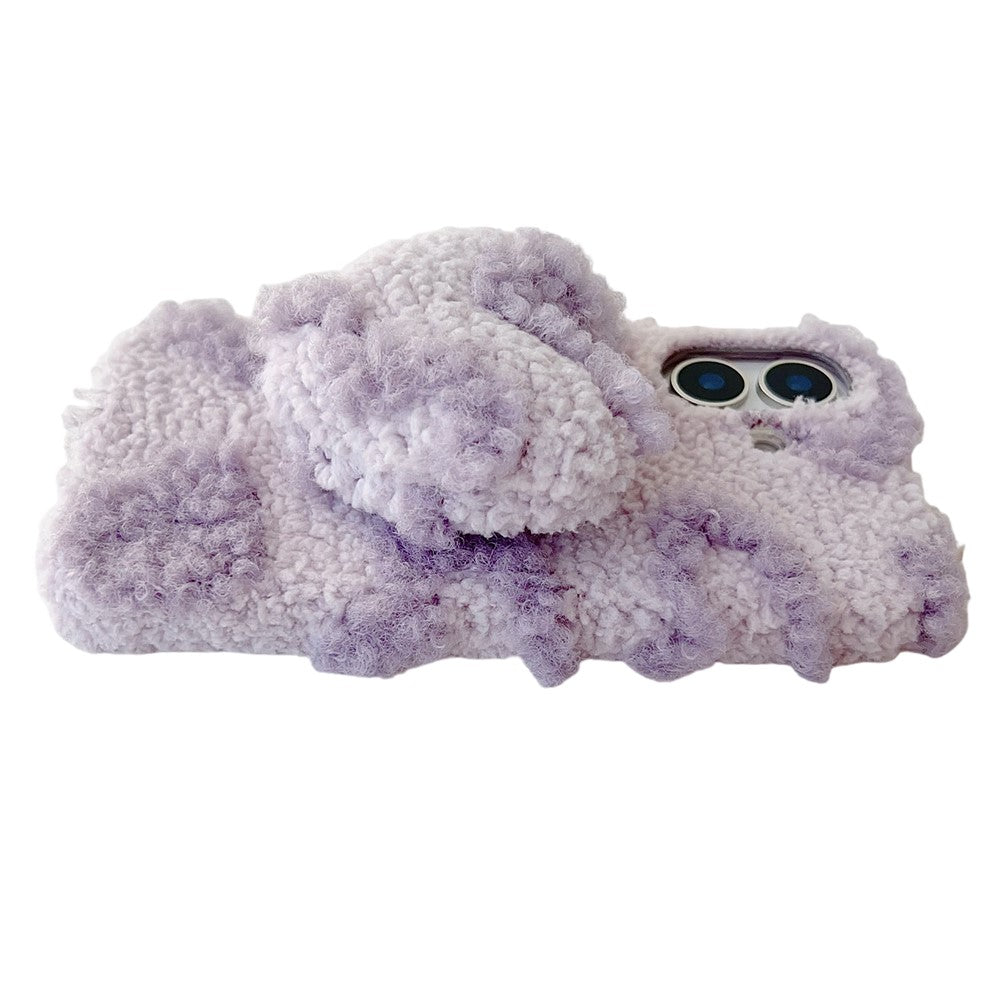 For iPhone 17 Case 3D Heart Plush Winter Warm Soft TPU Phone Cover
