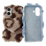 For iPhone 17 Case 3D Heart Plush Winter Warm Soft TPU Phone Cover