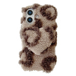 For iPhone 17 Case 3D Heart Plush Winter Warm Soft TPU Phone Cover