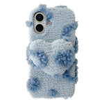 For iPhone 17 Case 3D Heart Plush Winter Warm Soft TPU Phone Cover