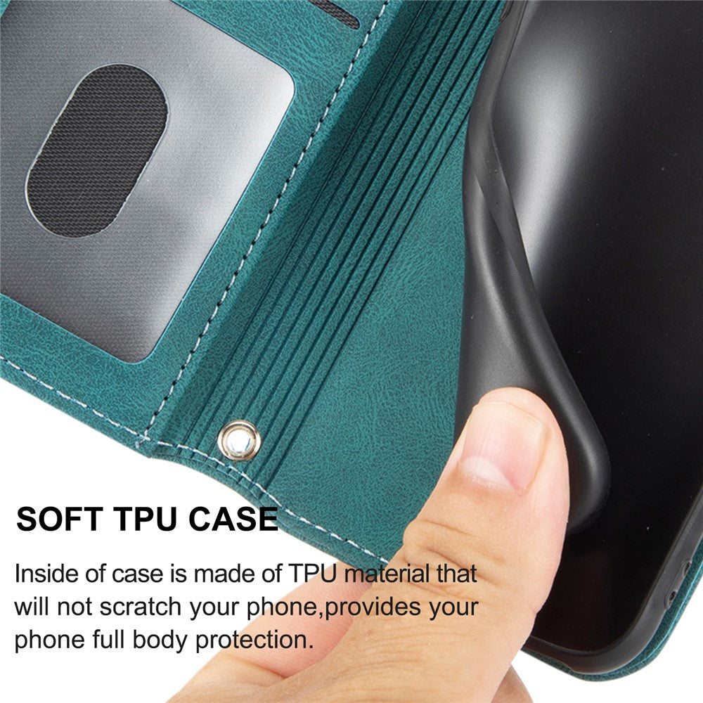 For Xiaomi Redmi 15 4G (EU) (171mm) Case Wallet Skin-Touch Leather Imprinted Phone Cover with Wrist Strap