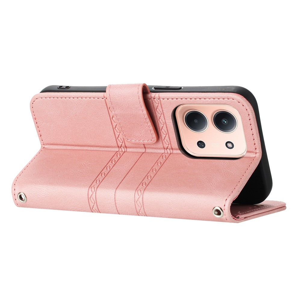 Xiaomi Redmi 15C 4G (EU) (173 mm) / 15C 5G (EU) (173 mm) / Poco C85 4G (173 mm)-tegneboks-etui i læder, præget mobilcover med håndledsrem