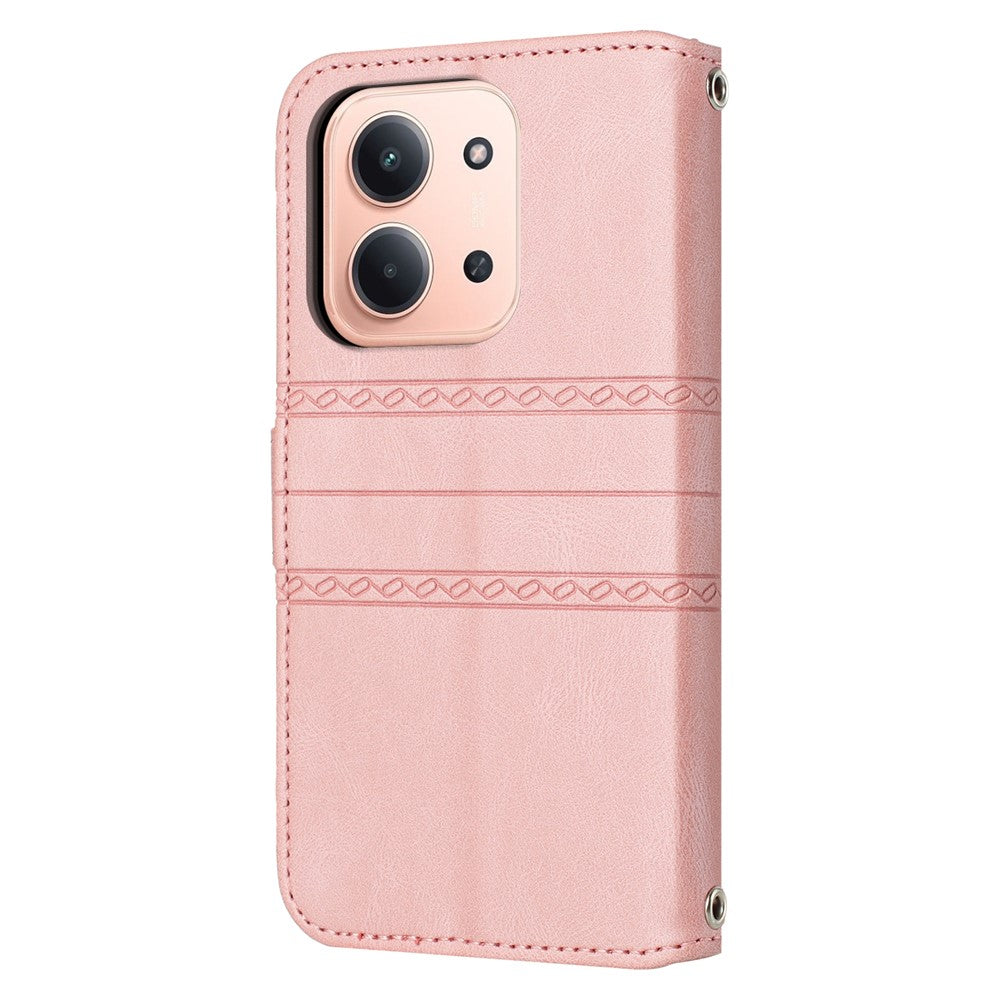Xiaomi Redmi 15C 4G (EU) (173 mm) / 15C 5G (EU) (173 mm) / Poco C85 4G (173 mm)-tegneboks-etui i læder, præget mobilcover med håndledsrem