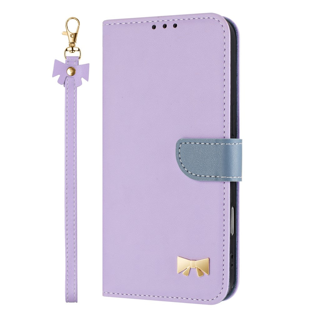 For Xiaomi Redmi 15C 4G (Global) (171mm) / Poco C85 4G (171mm) Case Bowknot Decor Wallet Leather Phone Cover with Wrist Strap