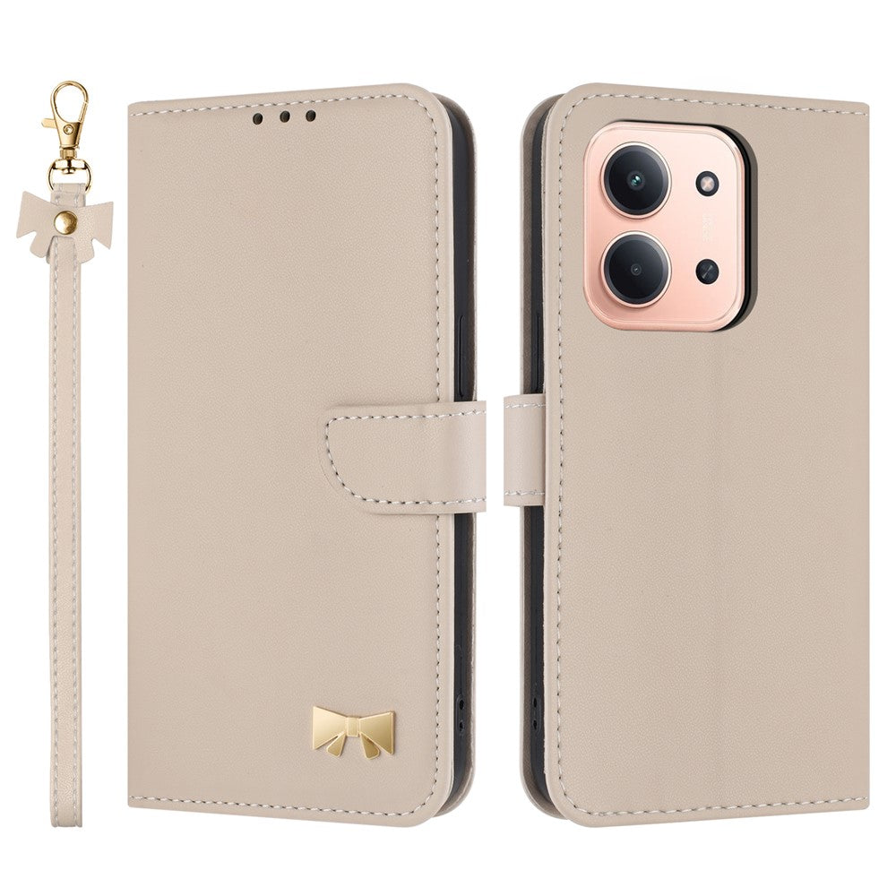 Xiaomi Redmi 15C 4G (Global) (171mm) / Poco C85 4G (171mm) Fodral Rosettdekor Plånbok Läder mobilskal med Handledsrem